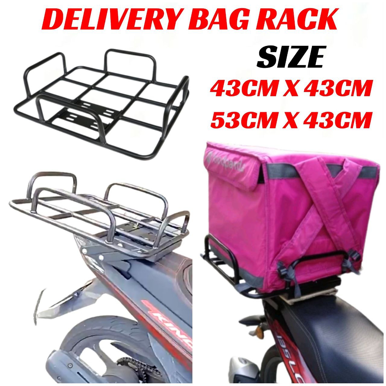 RAPIDO Adjustable Rack+Delivery Bag Box Besi Rack YAMAHA 135LC V1 V2-V7 ...