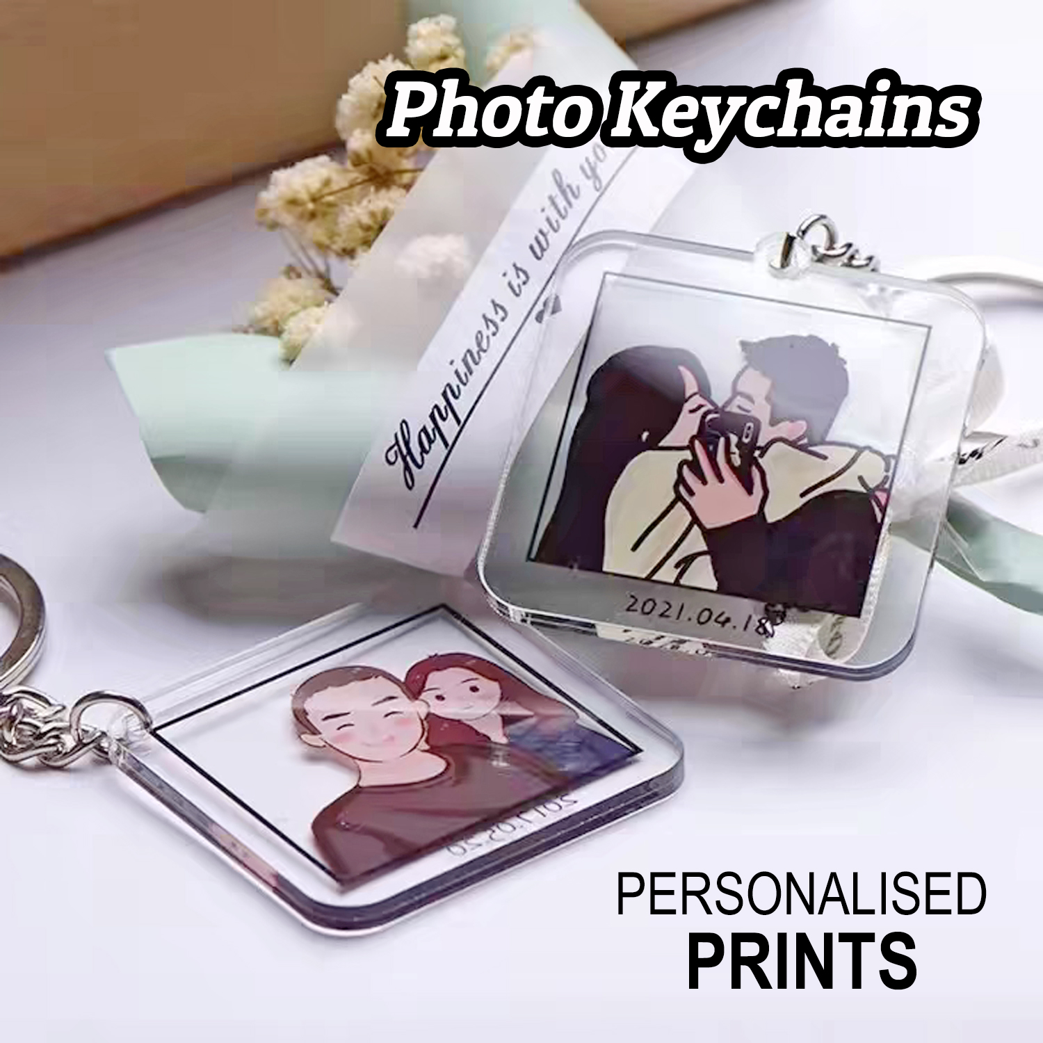 Personalised Photo Keychains | Acrylic Snap-in Photo Keychains ...