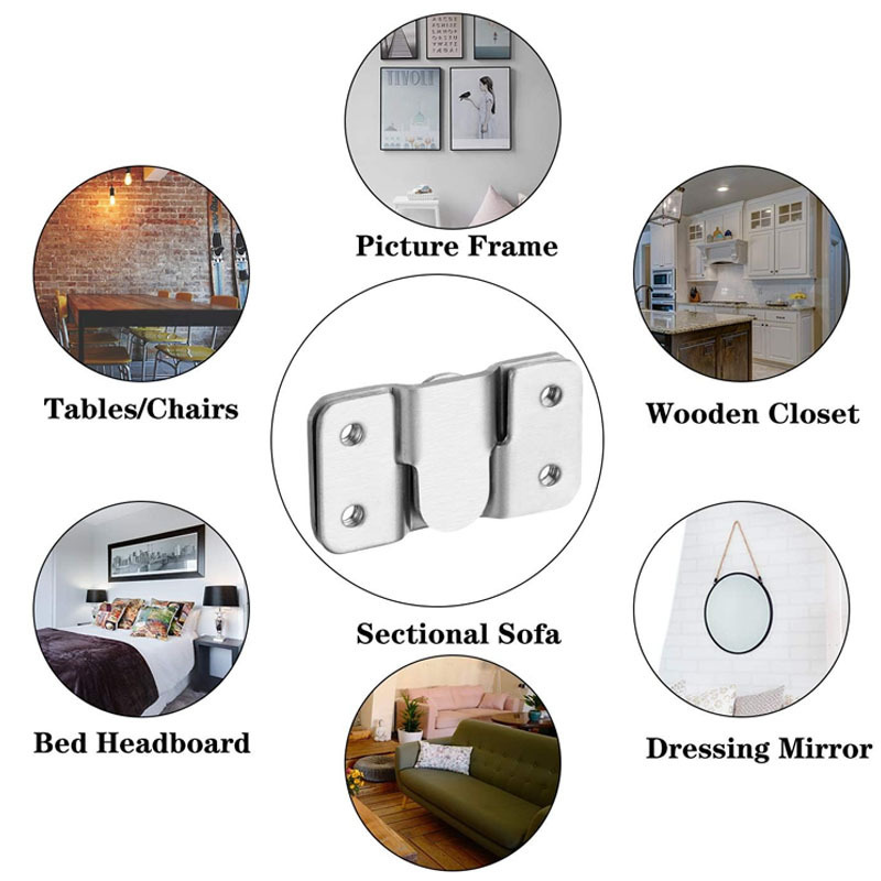 AWM Solid Stainless Steel Sofa Hook Clip Furniture Connector Frame