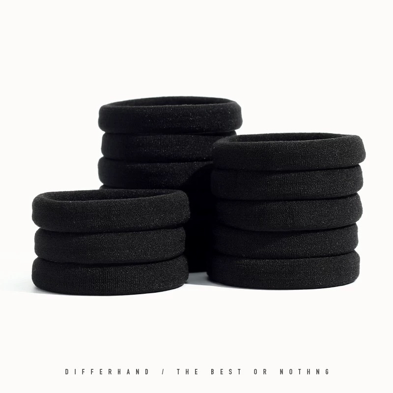 Getah Rambut Hitam Black Rubber Band Tuala Simple School Girl Hair Ties ...