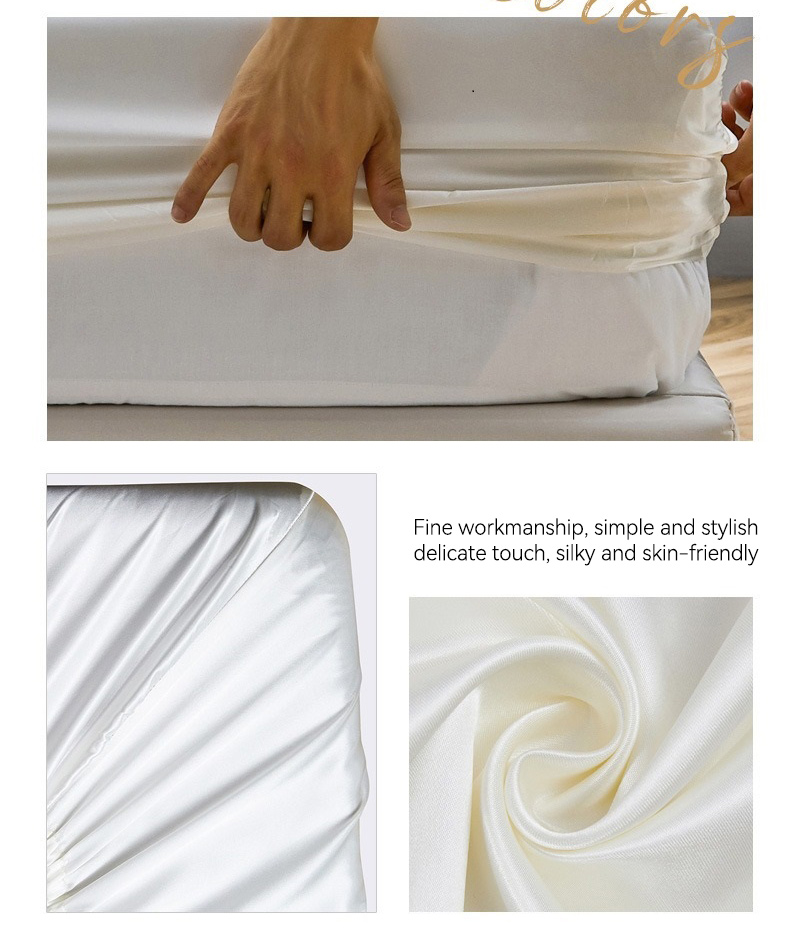 4Pcs Satin Silk Fitted Bedsheet With Comforter Cover Queen/King