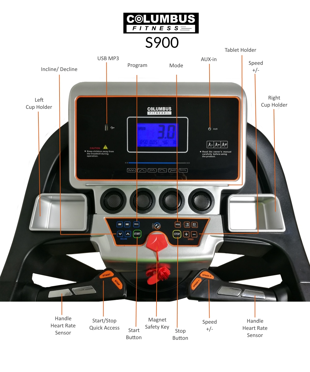 5.0HP Columbus Fitness S900PRO Treadmill Running Machine 15 Levels Auto ...