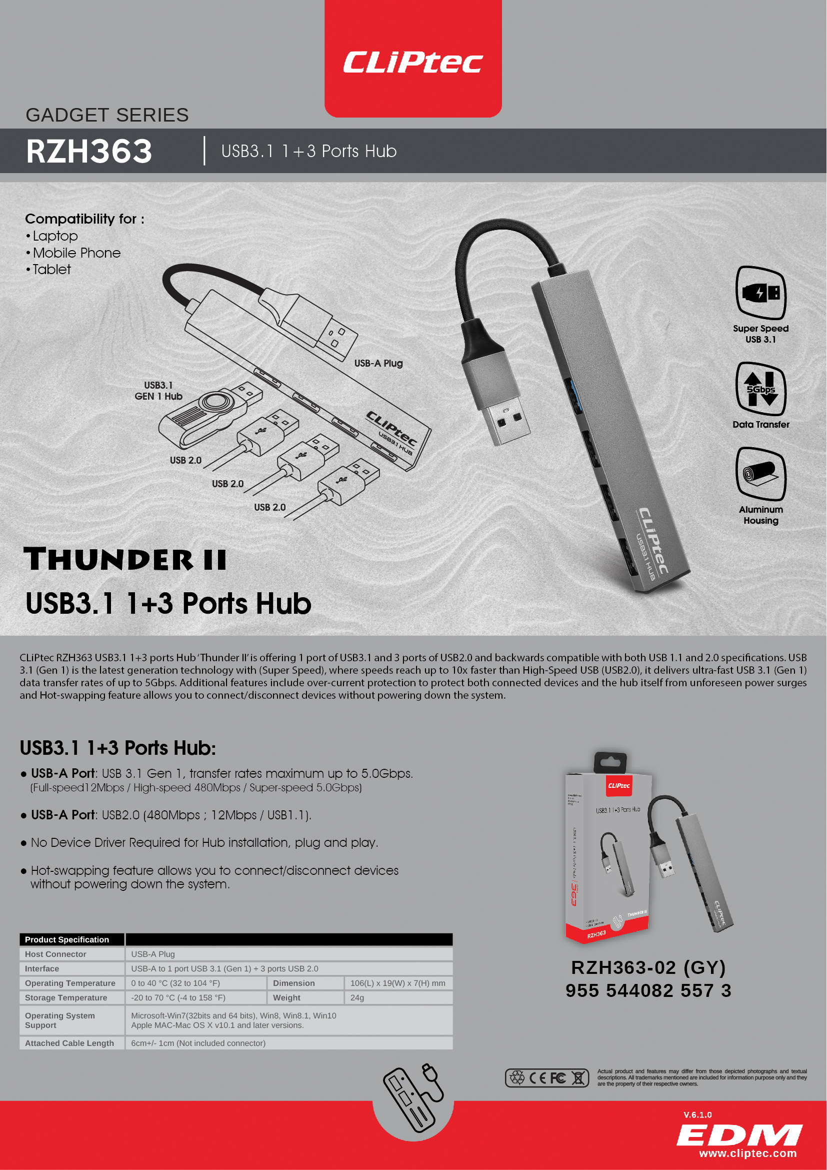 (1 Yr Warranty) CLiPTec 4 Port USB Hub | Shopee Malaysia