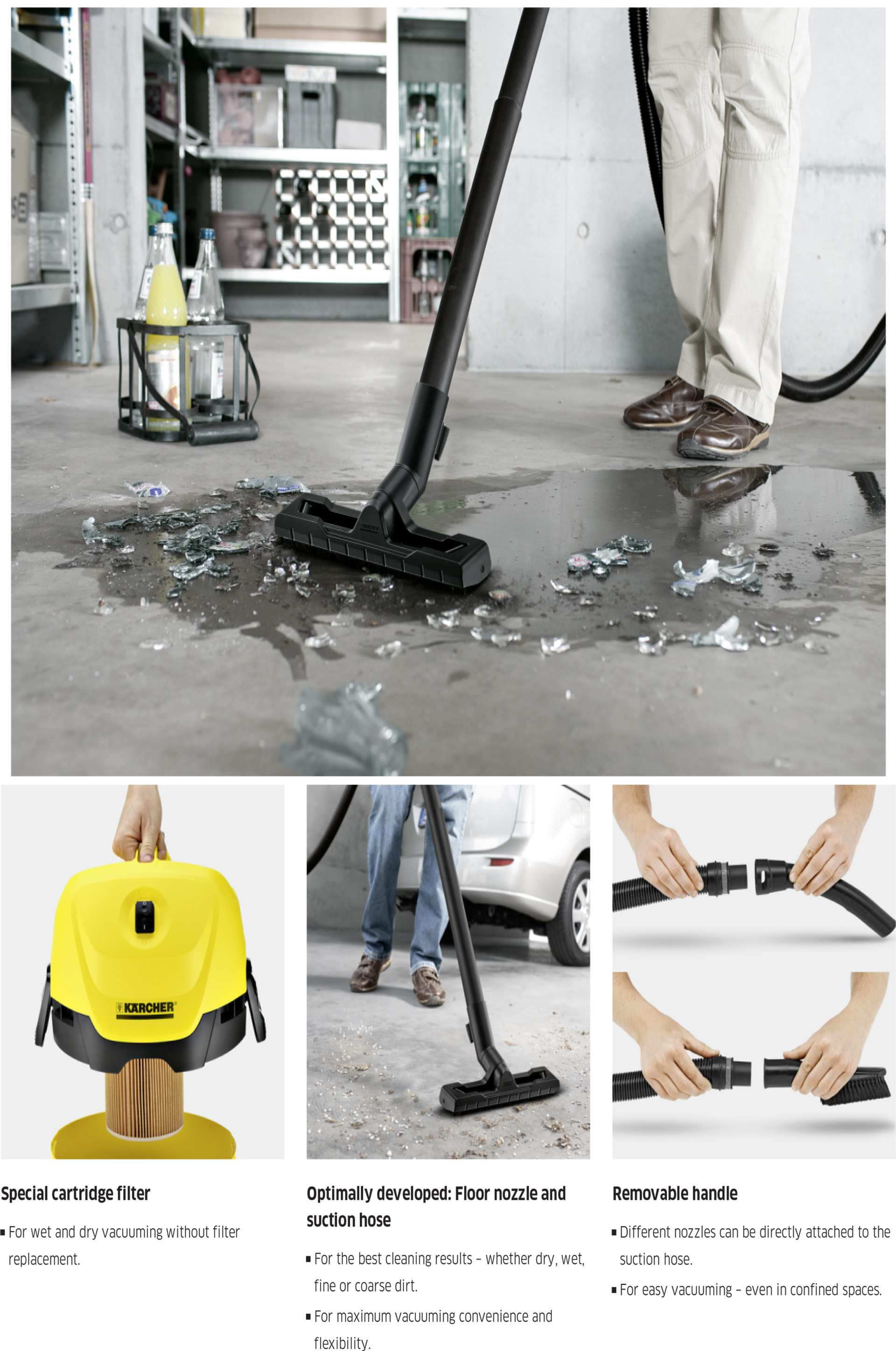 Karcher Vacuum Cleaner (1000W/17L) Multi Purpose Wet And Dry Vacuum WD 3 /  WD 3 V-17/4/20 & WD 3 S V-17/4/20