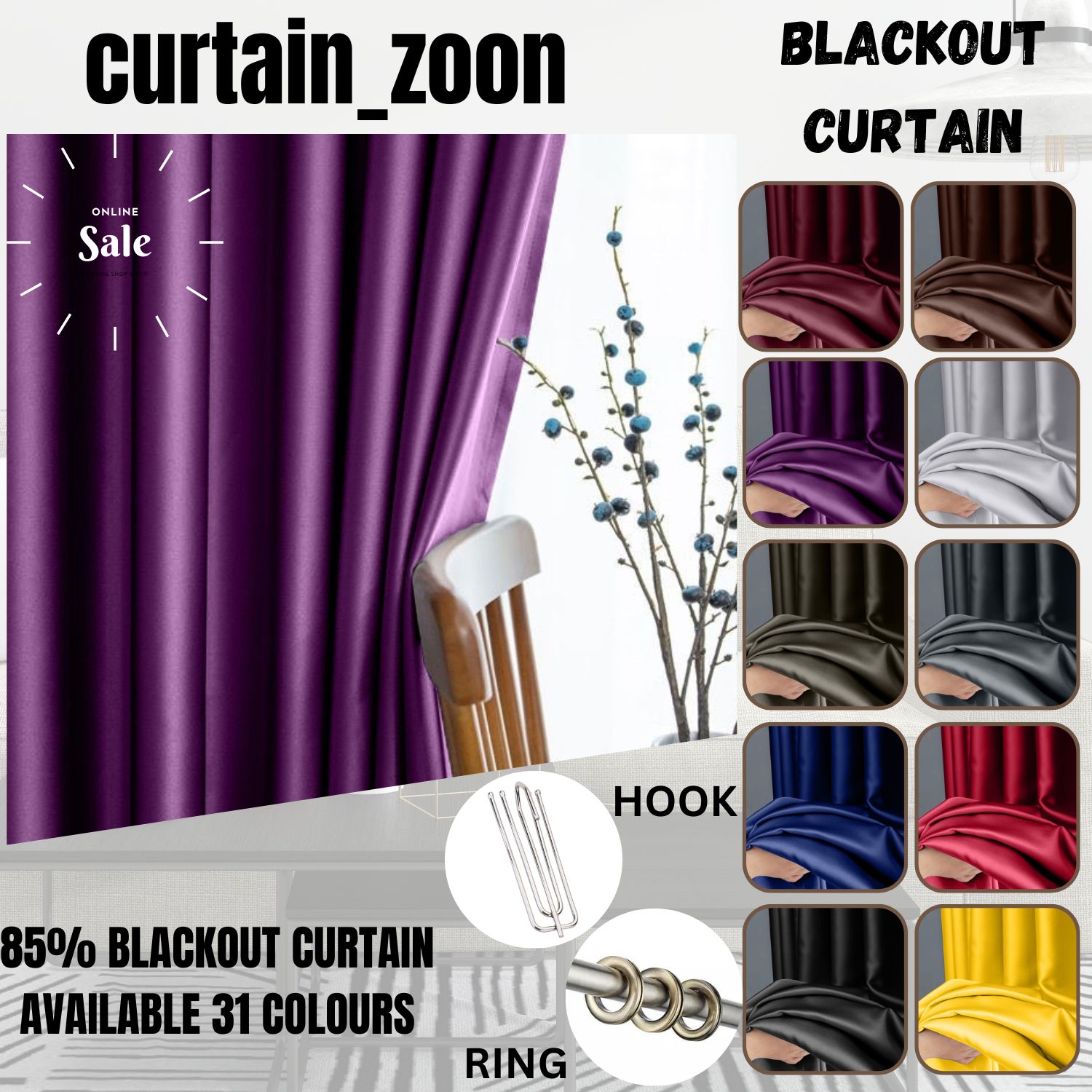 G9 Ready Made Curtain ! Siap Jahit Langsir Langsir RAYA Kain Tebal ...
