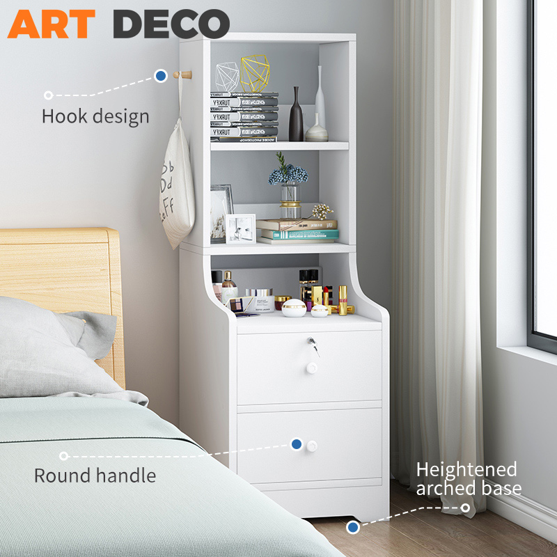 Side Table Heightened Bedside Table Book Rack Large Capacity Nightstand ...