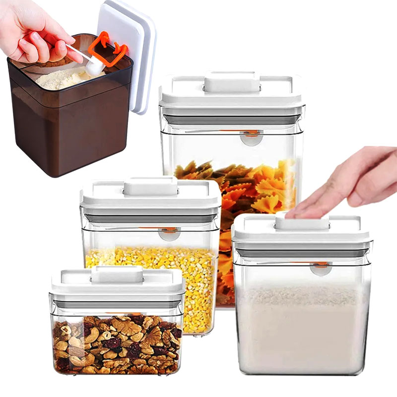 Stackable Food Storage Container Jar Airtight Transparent Plastic ...