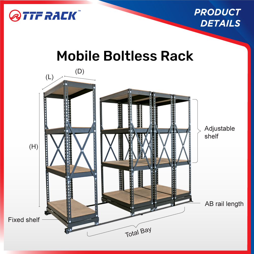 Klang Valley Mobile Boltless Rack Pre-order with Wheel Rak Roda Office ...