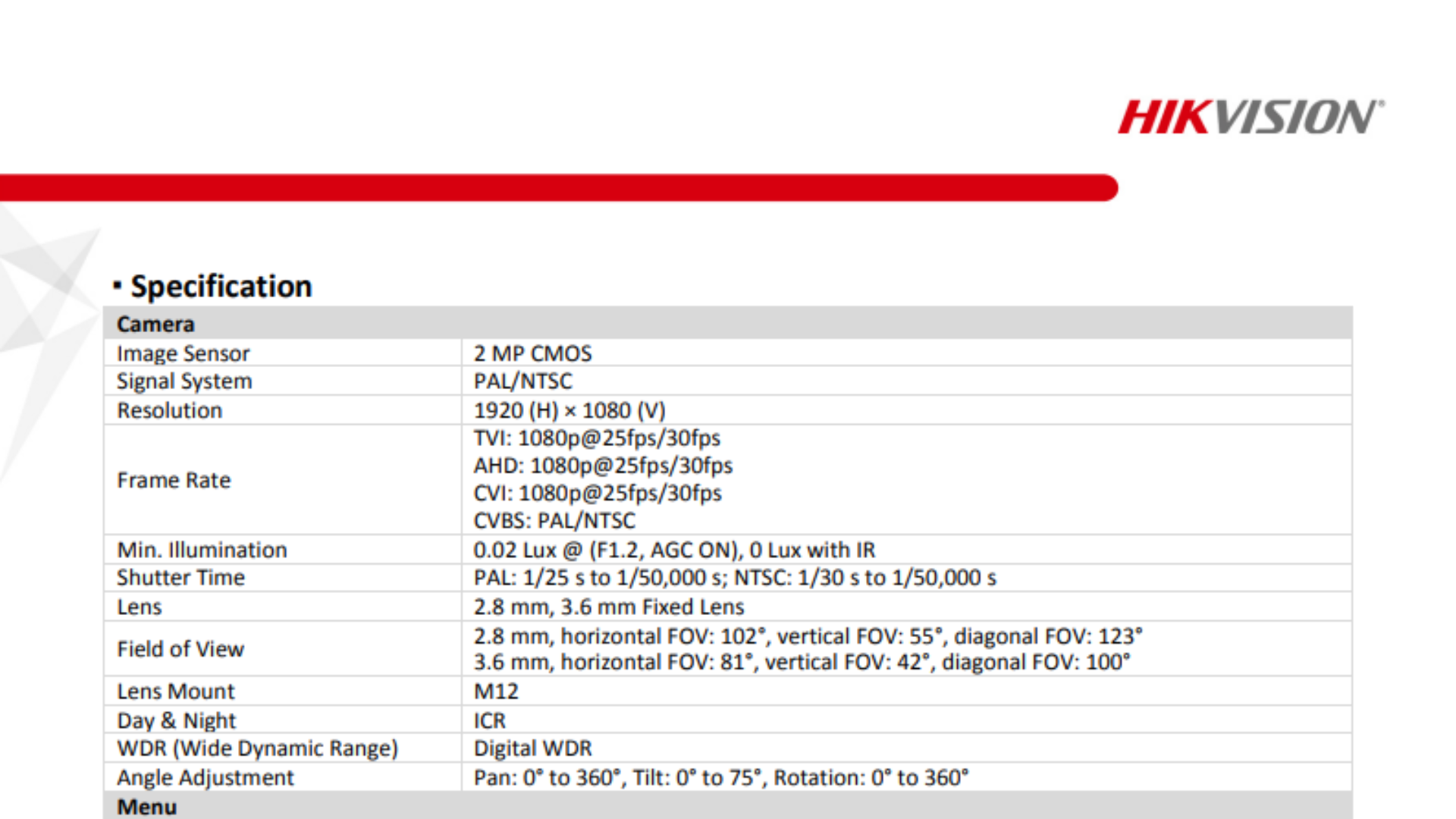 Hikvision 2MP 2 Megapixel Indoor Dome Eyeball Analog CCTV Camera 20m IR ...