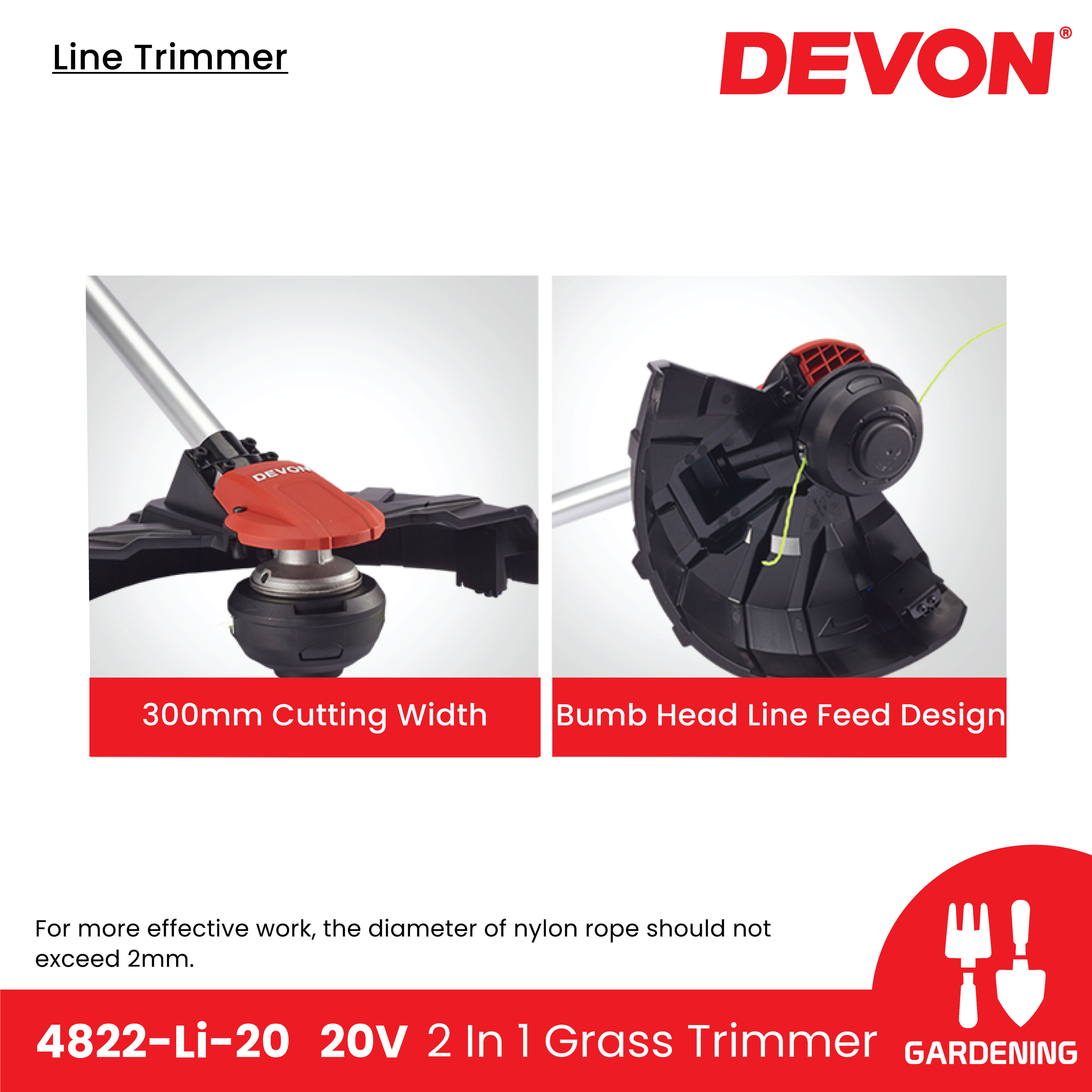 DEVON 4822-Li-20 20V Electric Lithium-Ion Brushless Cordless Line ...
