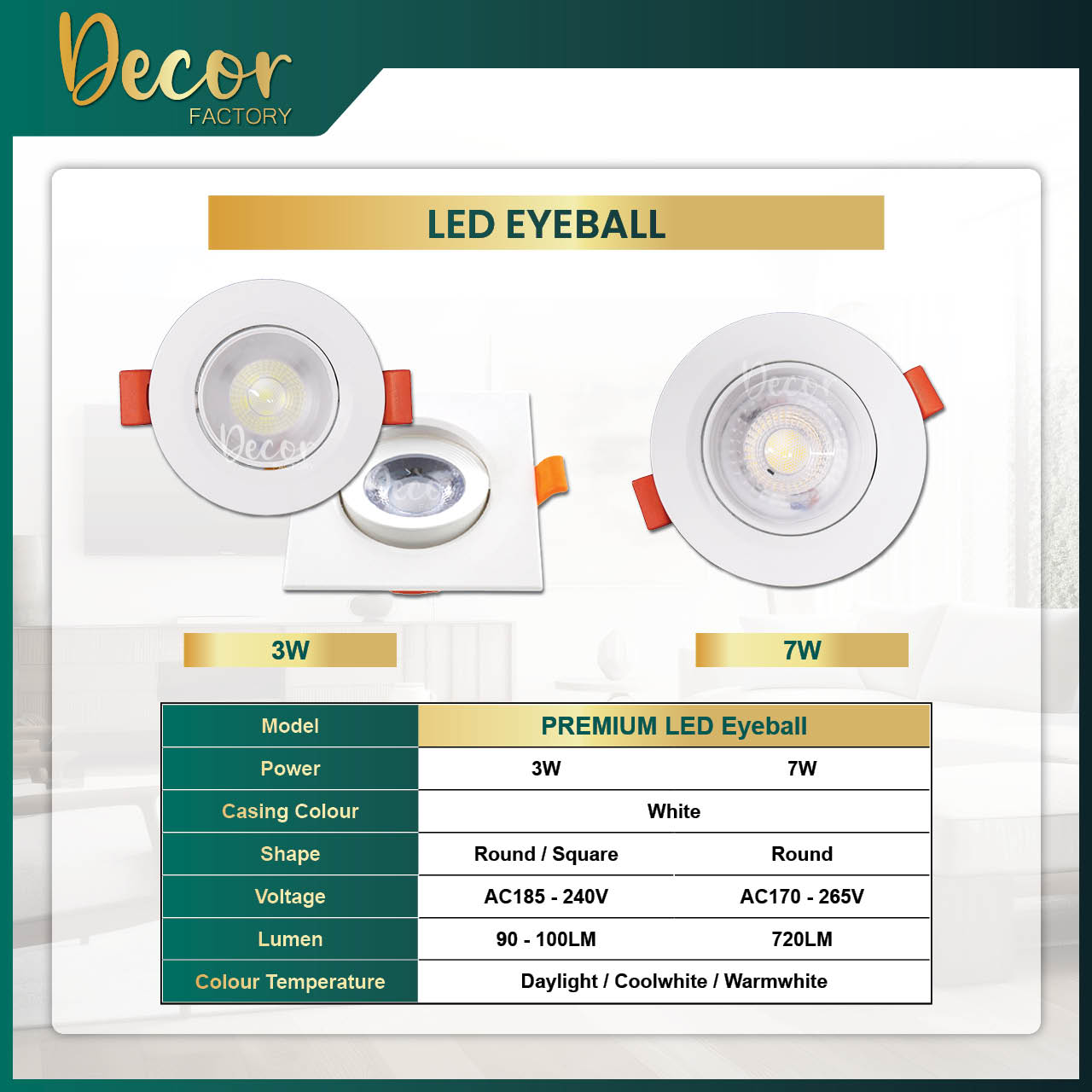 [2 Years Warranty] 3W 5W 7W 10W LED Eye ball LED Recessed Eyeball ...