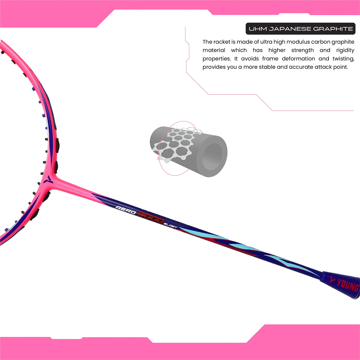 YOUNG Aero 9000 Blast Intermediate Level Badminton Racket - Pink ...