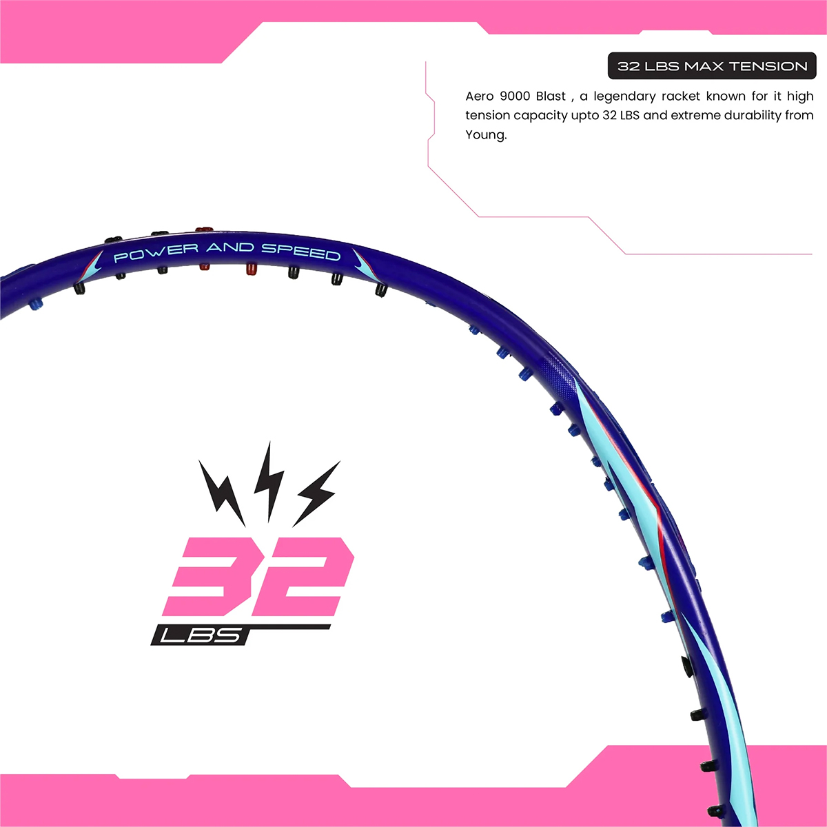 YOUNG Aero 9000 Blast Intermediate Level Badminton Racket - Pink ...