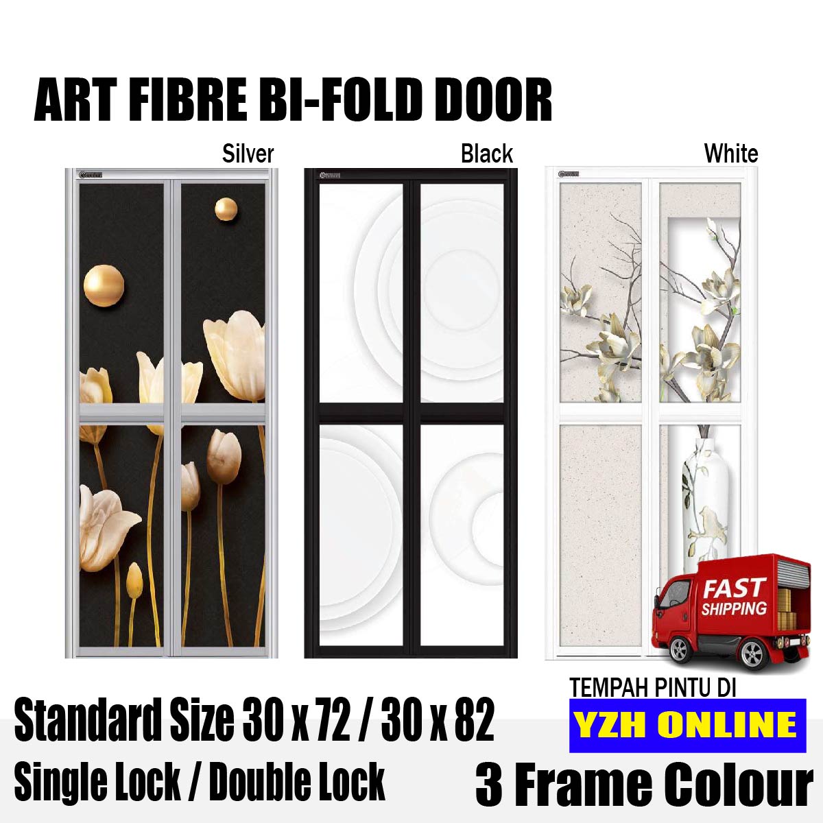 Artfibre bifold door pintu lipat tandas toilet door aluminium door 30