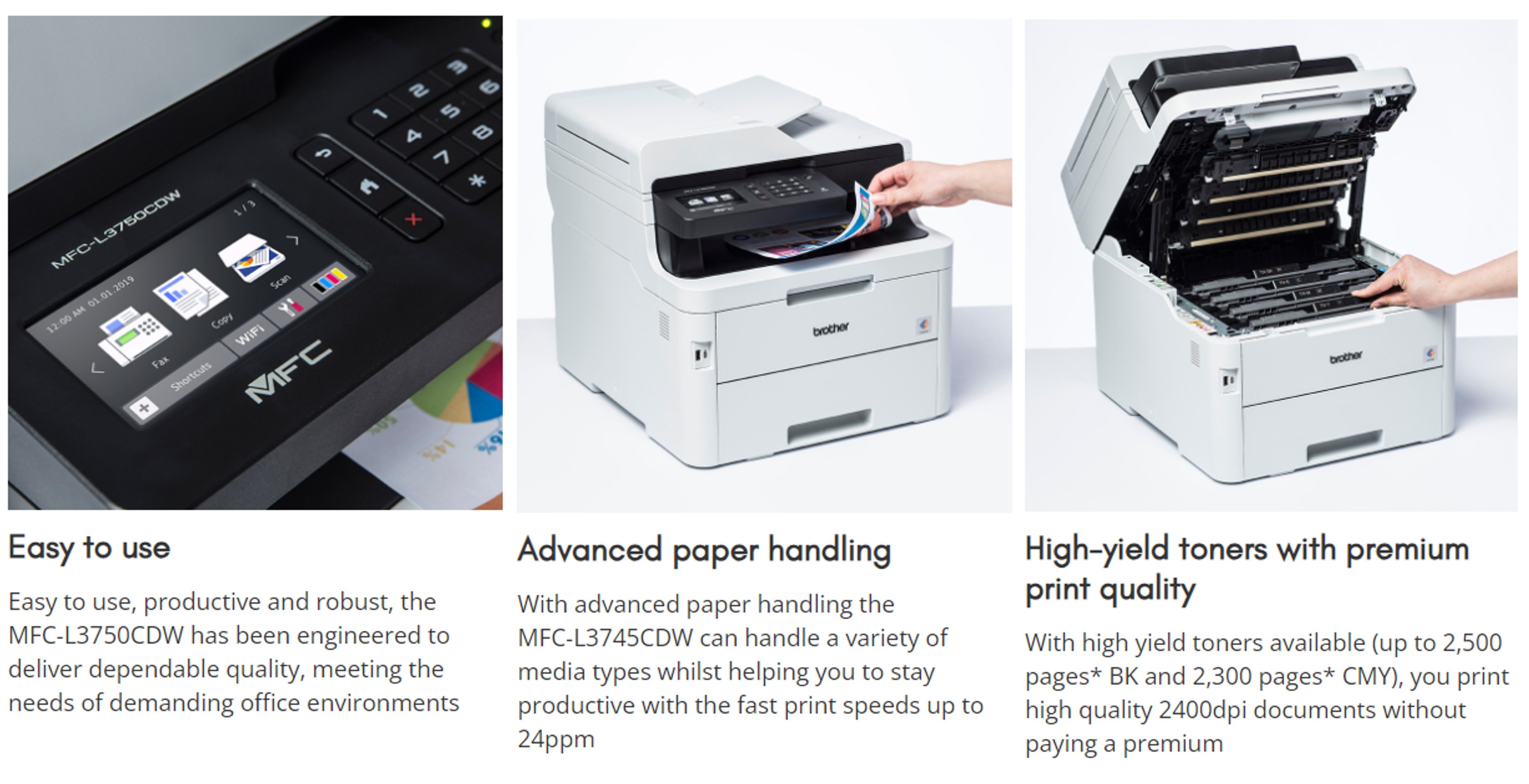 Brother Colour Laserjet Printer MFCL3750CDW All in One A4 Wireless LED
