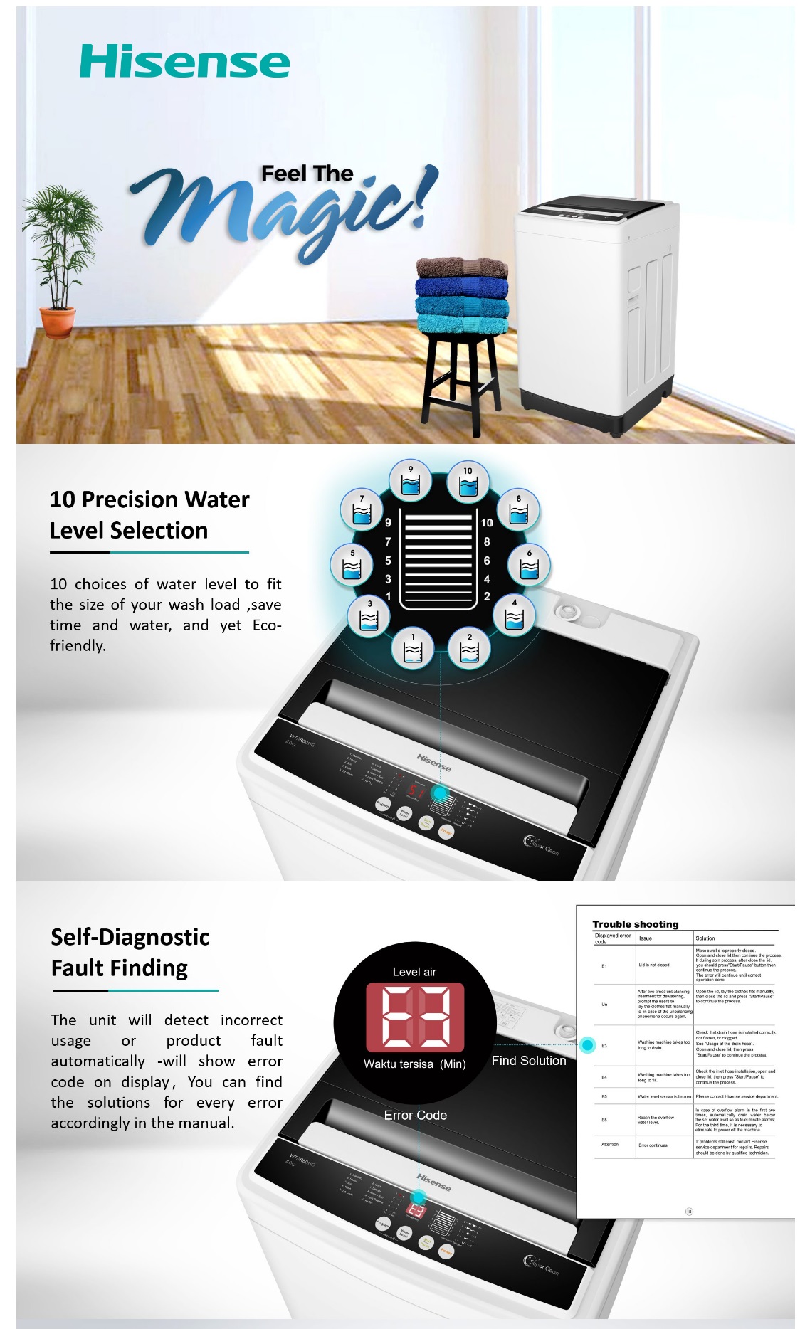 Hisense Washing Machine 8KG Auto Top Load Washer Mesin Basuh Auto Murah ...