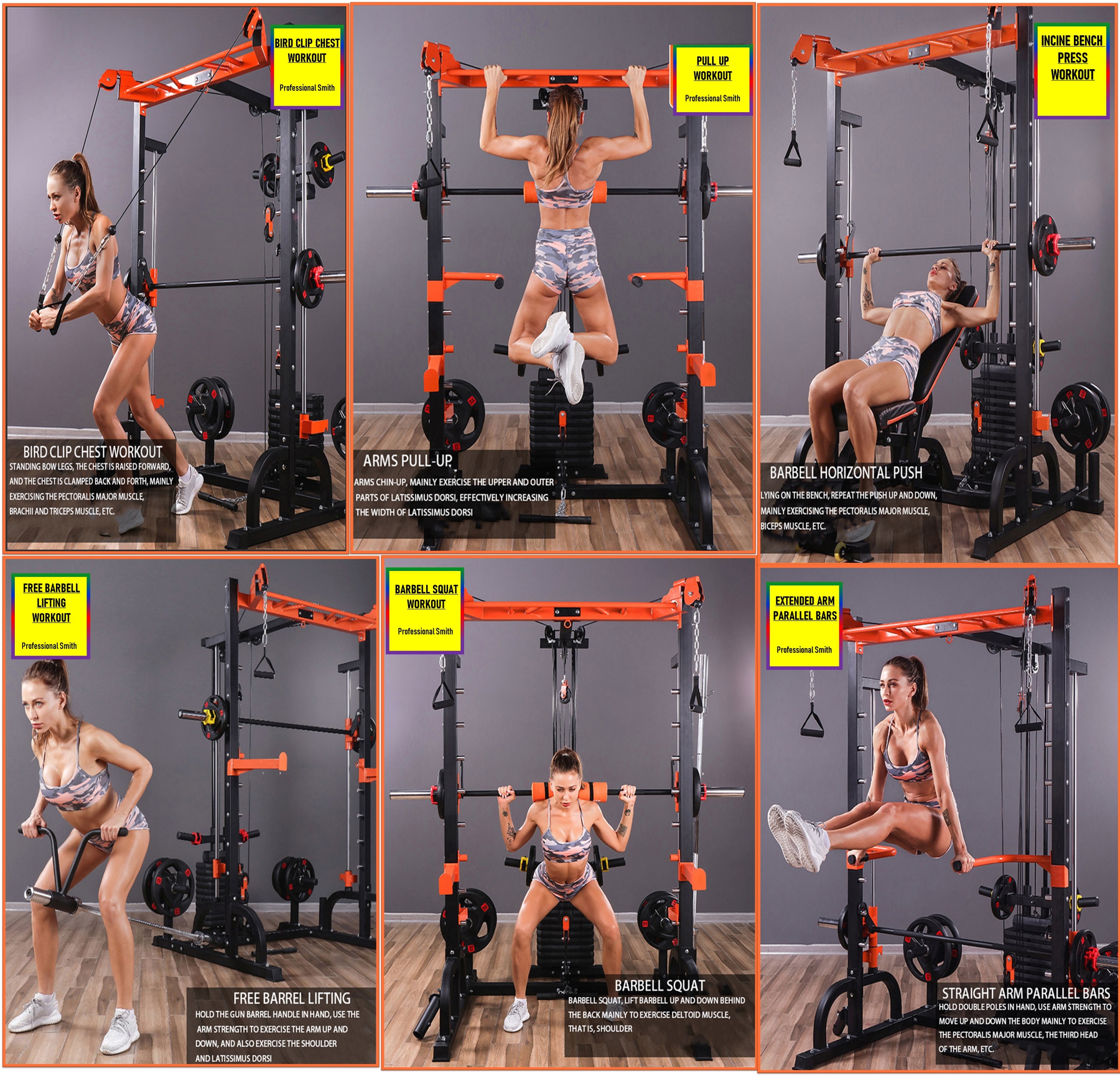 ADSports Z6 Commercial Multifunctional Fitness Equipment Smith Machine ...