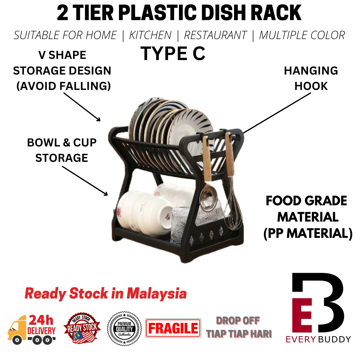 Small Plates Less than 15 cm 2 Tier Double Layer Plastic Kitchen Dish ...
