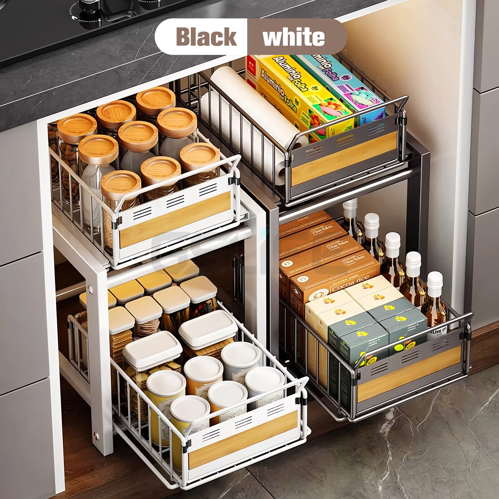 GSlife⭐Under Sink Organizer⭐Kitchen Pull Out Basket Pull Out Drawer ...