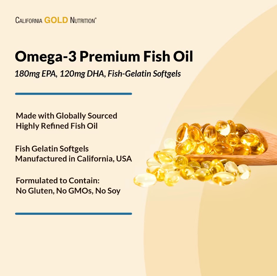 California Gold Nutrition Omega-3 Premium Fish Oil 100 Fish Gelatin ...