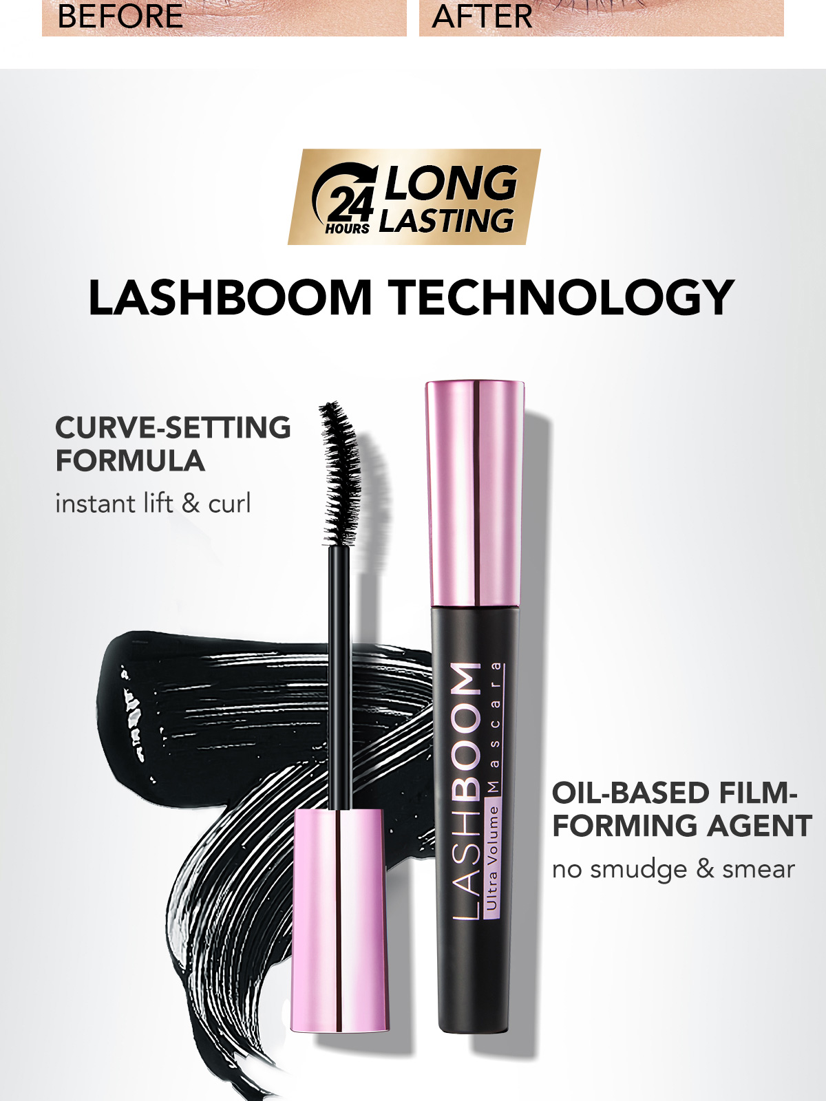 YOU Lashboom Ultra Volume Mascara 24h Lasting 5×Volume Up Waterproof ...