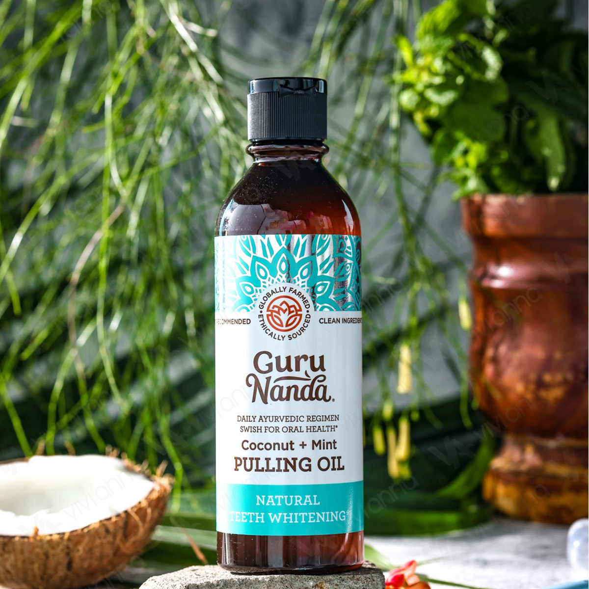 7 7 SALE GuruNanda Mouthwash 237ml Guru Nanda Pulling Oil Coconut Mint