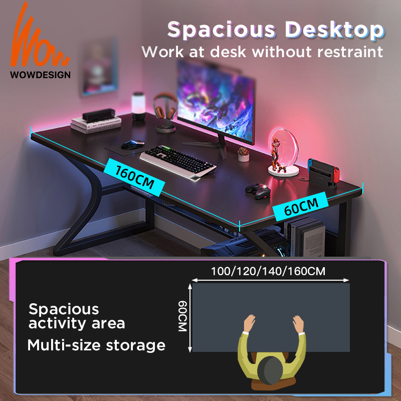Gaming Table Meja Gaming With Cable Management Tray Computer Table With ...