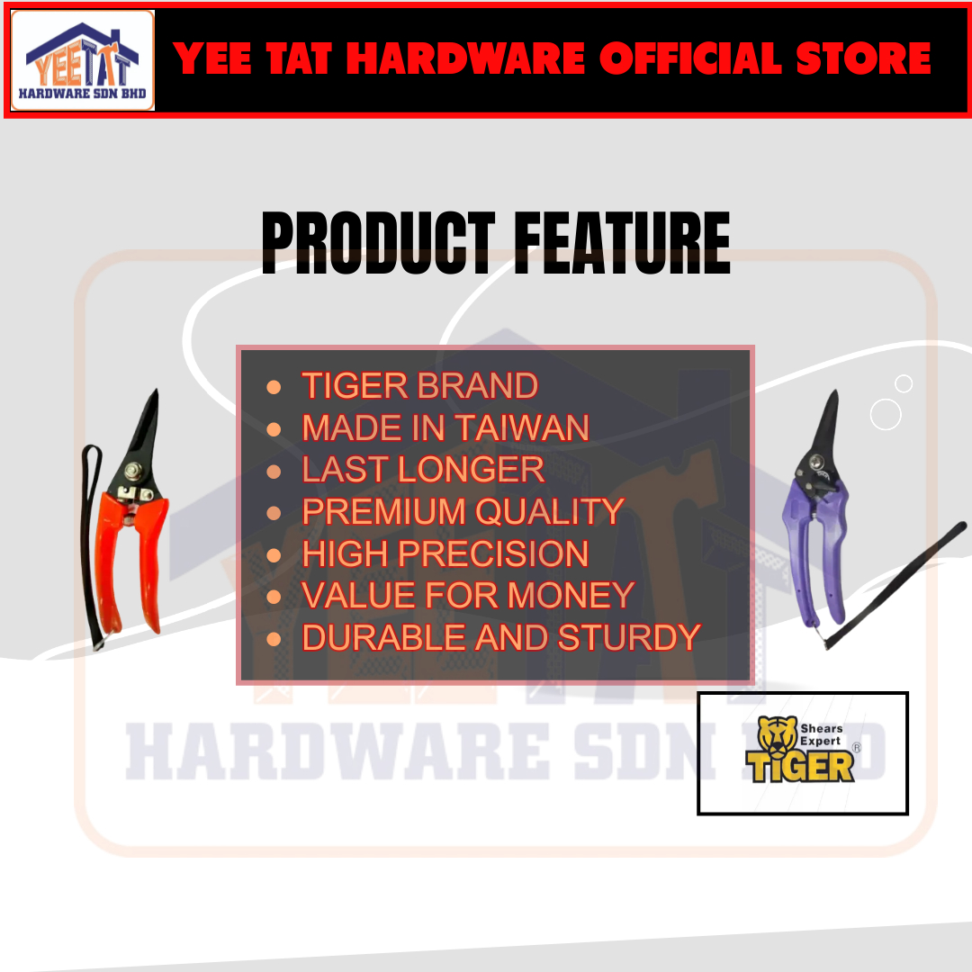 [ TIGER ] AUTHENTIC BS BRAND TIGER STRAIGHT TIP PRUNING SHEAR/ CUTTER K ...