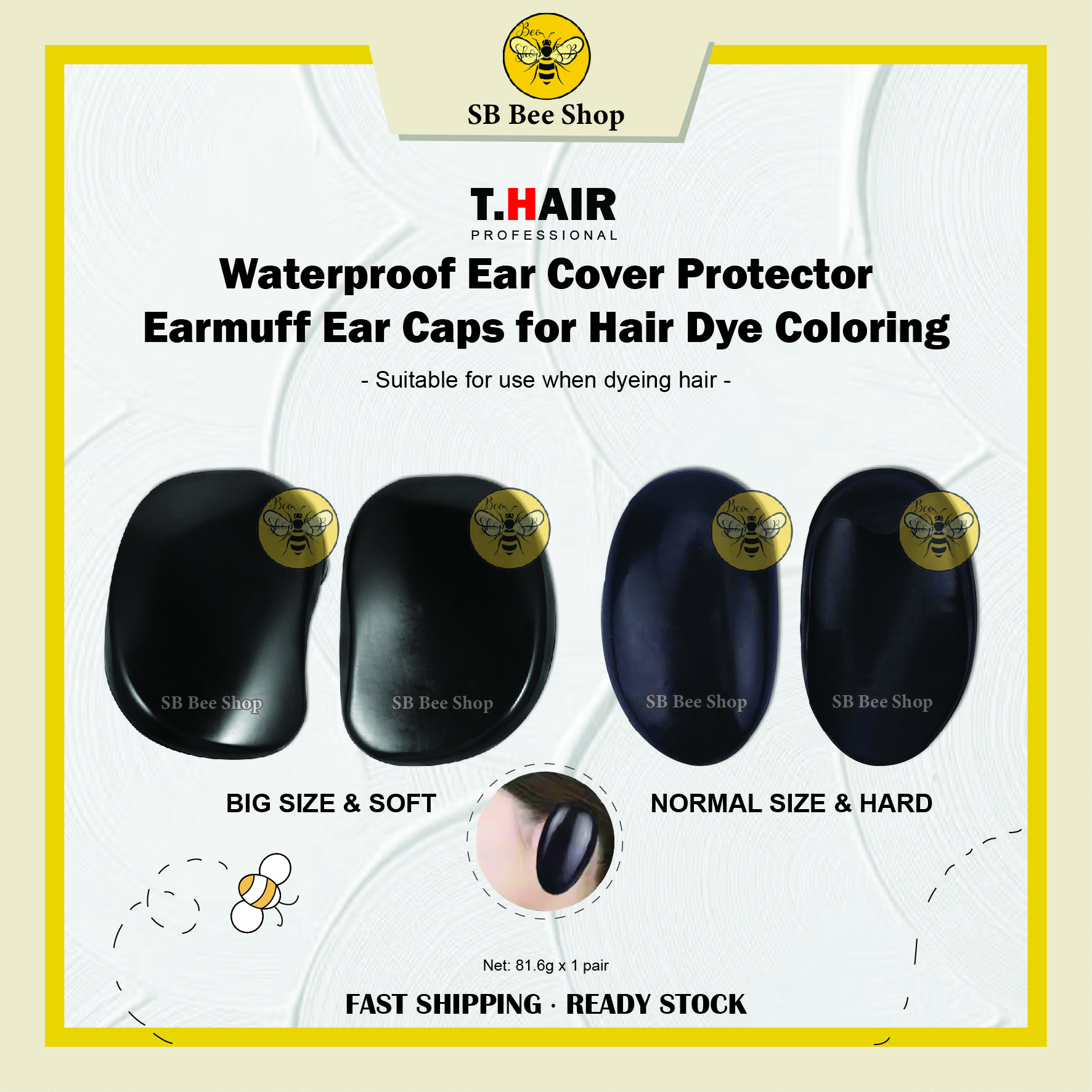 Waterproof Ear Cover Protector Ear Cap Black Rubber / Plastic Material ...