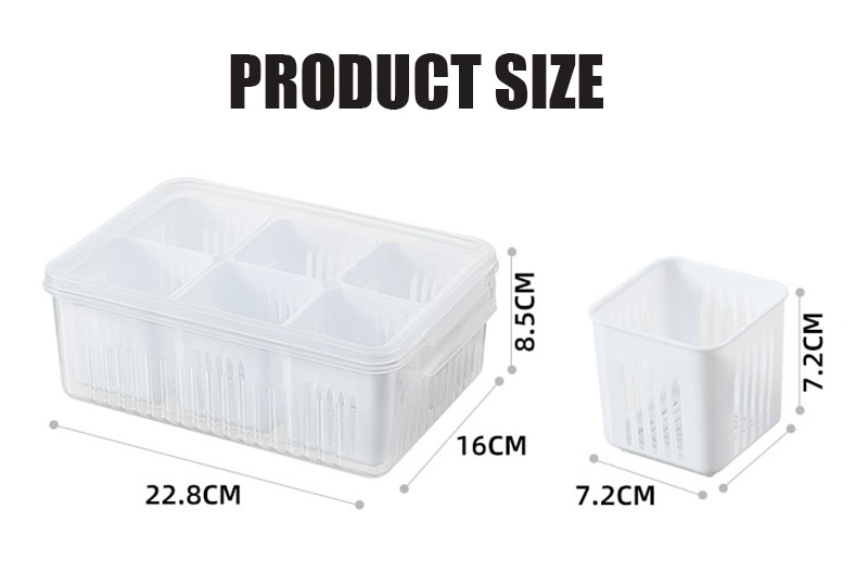 6 Grids Refrigerator Food Storage Box Fridge Vegetable Fruit Container ...