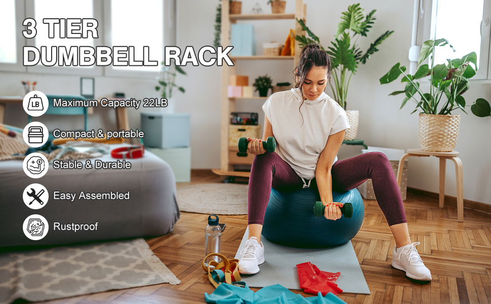 Dumbbell Rack 3 Tier Multilevel Weight Storage Rack Dumbbell Organizer ...