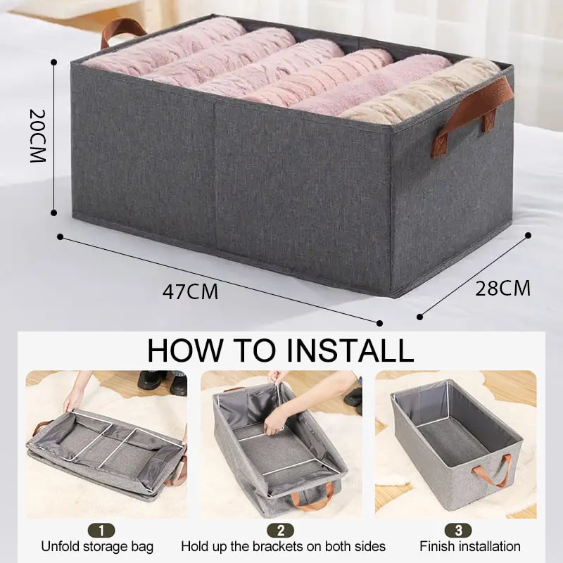 Drawer Clothes Organizer Box Foldable Cloth Storage Box Type Fabric ...