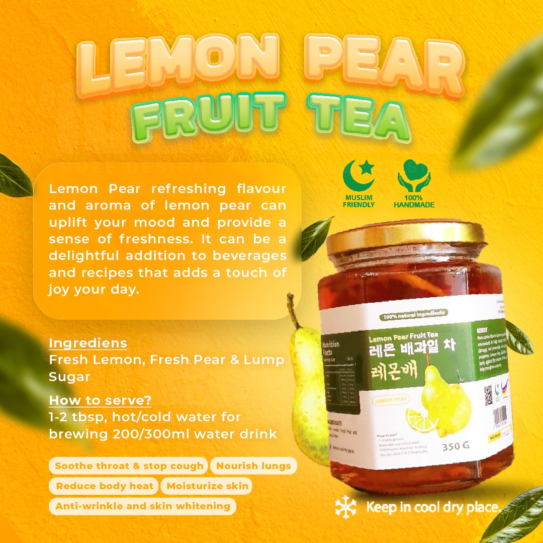 Lemon Pear FruitTea / Lemon Rose FruitTea (Natural Fresh Fruit Tea ...