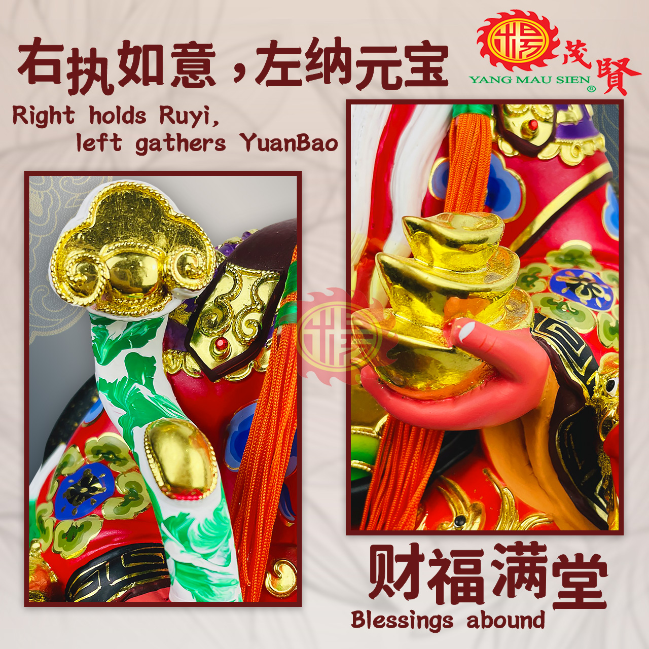 YMS 古彩正金木雕如意大伯公神像Ru Yi Da Bo Gong Statue | Shopee 