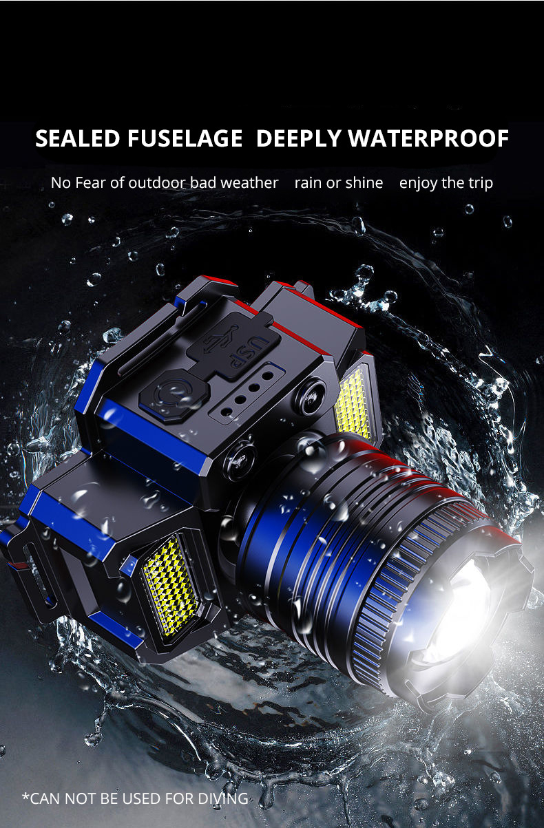 Super Bright 100000 Lumens LED Head Lamp Swave Sensor USB Charging ...