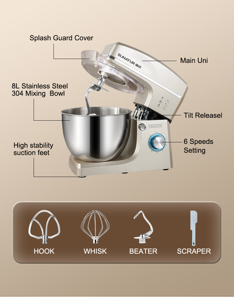 Sunatur Heavy Duty Stand Mixer (1500w 8l) Sm-1511n 