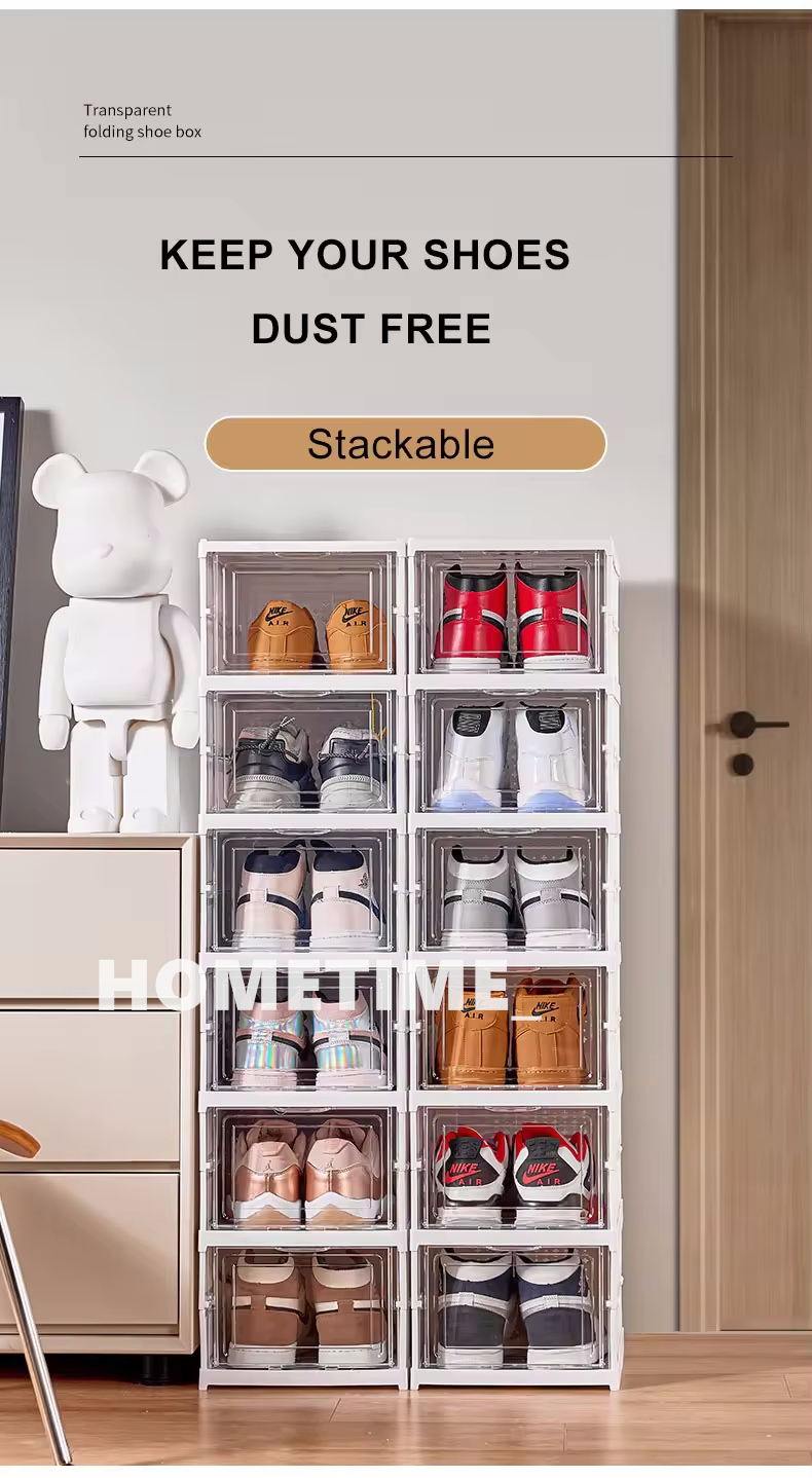 Foldable Shoe Rack Shoes Organizer Rak Kasut Stackable Storage Boxes ...