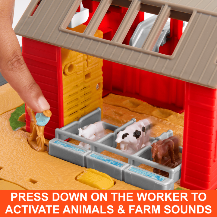 Matchbox Playset, Action Drivers Farm Adventure With 1:64 Scale Tractor ...