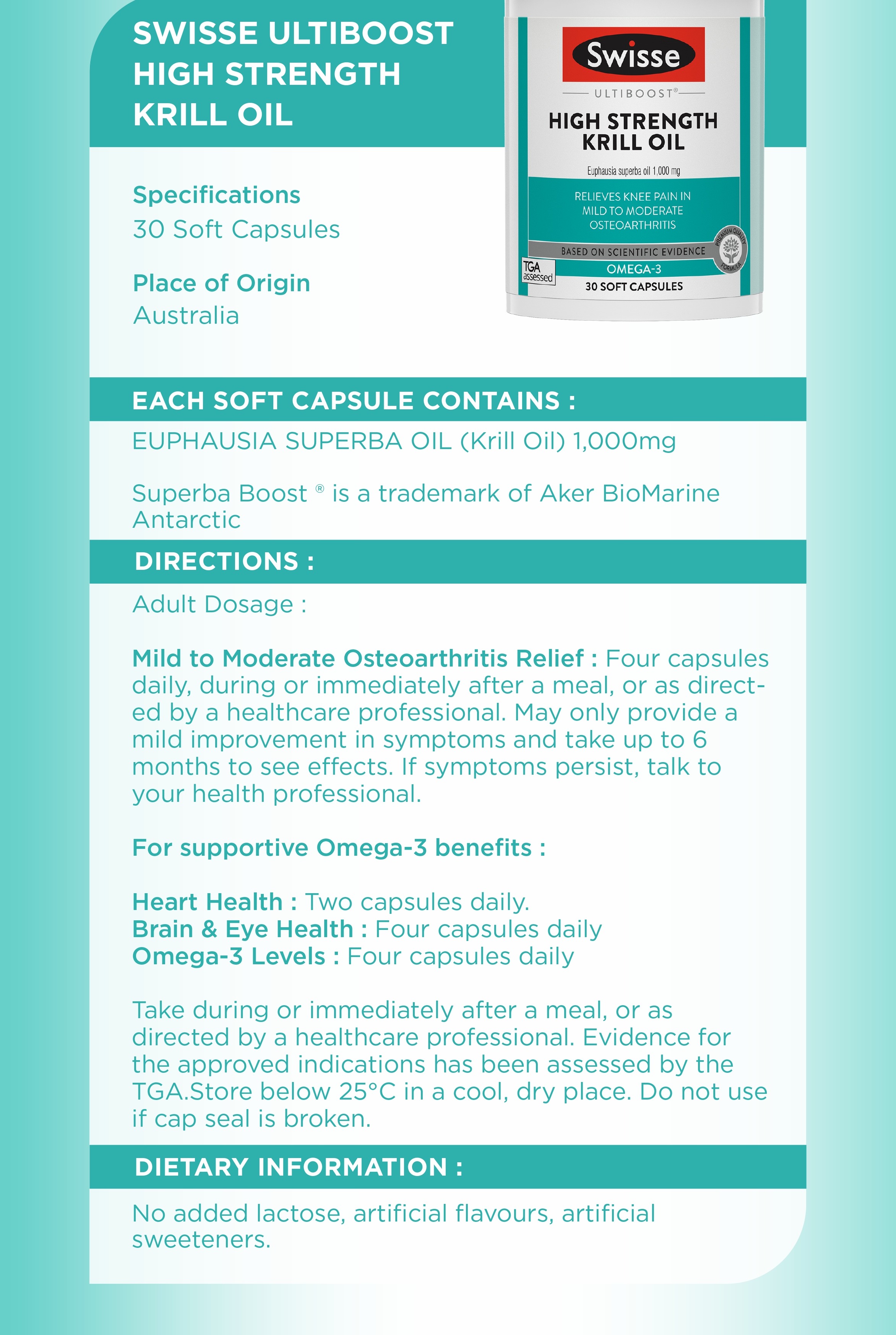 Swisse High Strength Krill Oil 60 Capsules Exclusive Size