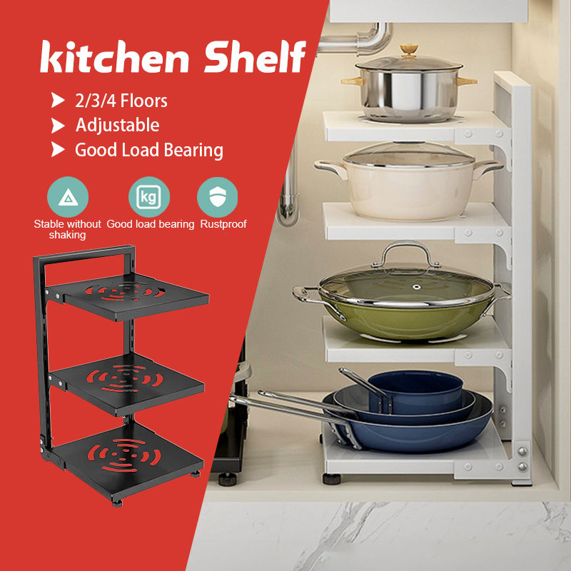 Kitchen Pot and Pan Rack Organizer 2/3/4 Tiers Rak Bawah Sinki ...