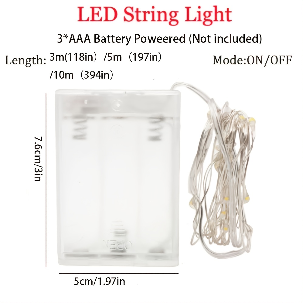 5M/10M 100/200LED Fairy Light 2mode Lampu led String Light Battery ...