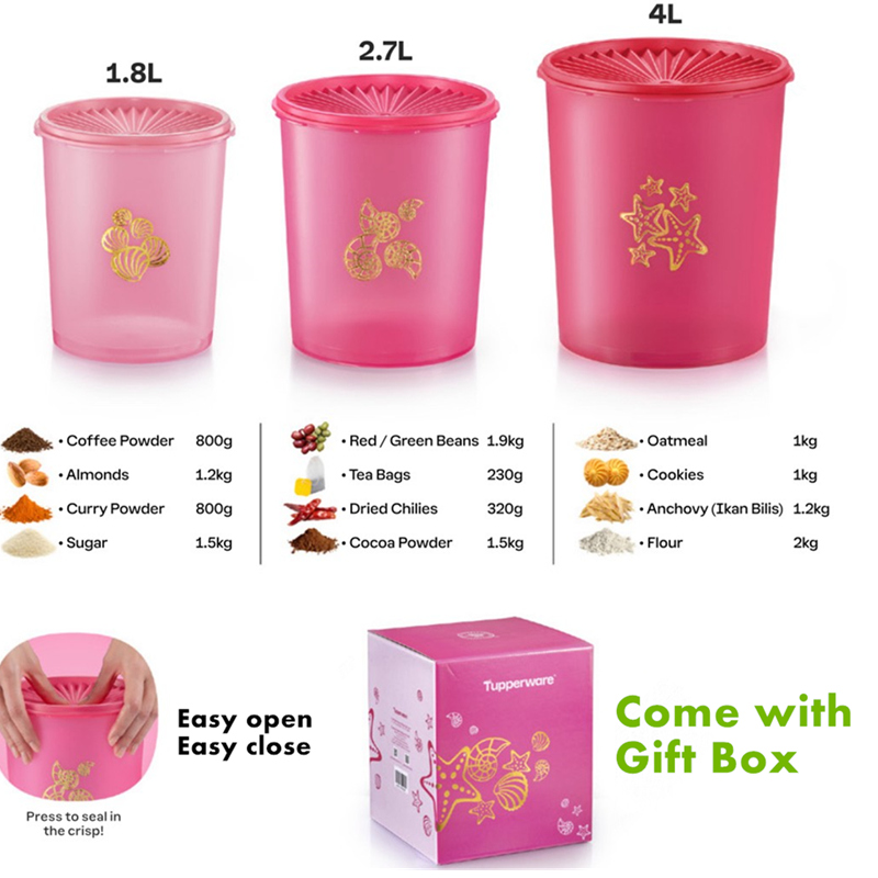 Tupperware Seashells Deco Canister with gift box/ Food Storage Box ...