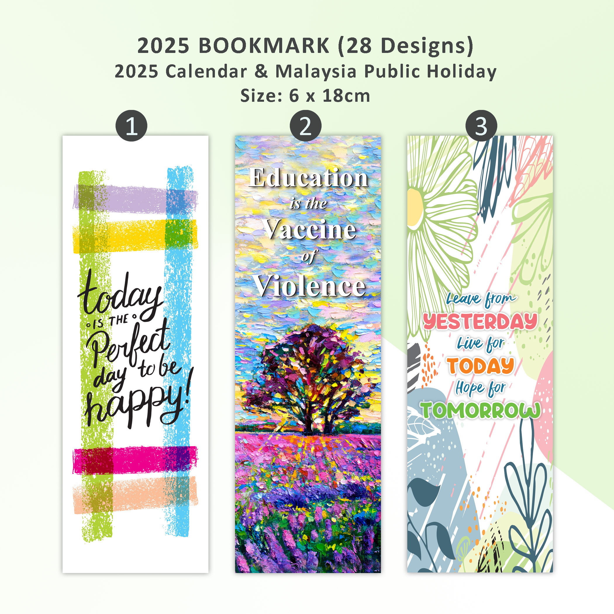 2025 Calendar BOOKMARK with Public holiday Teacher Day