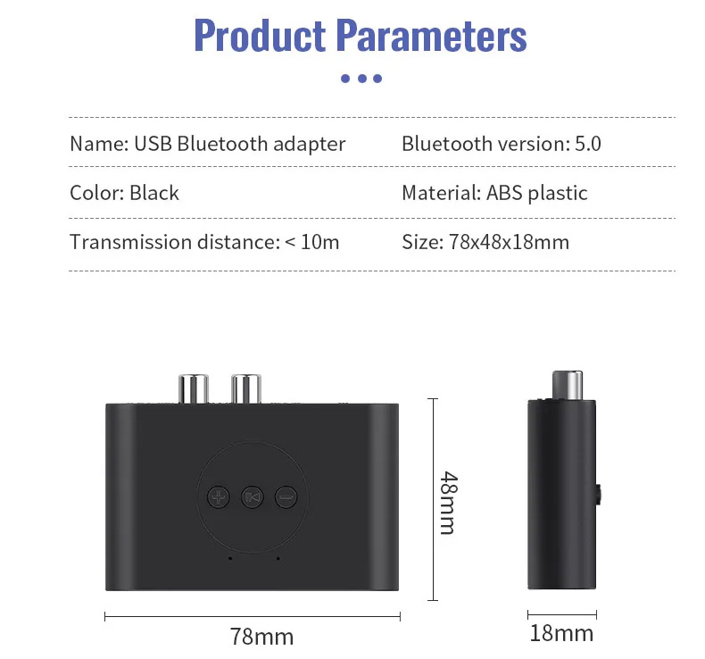 Audio Receiver Bluetooth 5.0 U Disk RCA 3.5mm 3.5 AUX Stereo Music ...