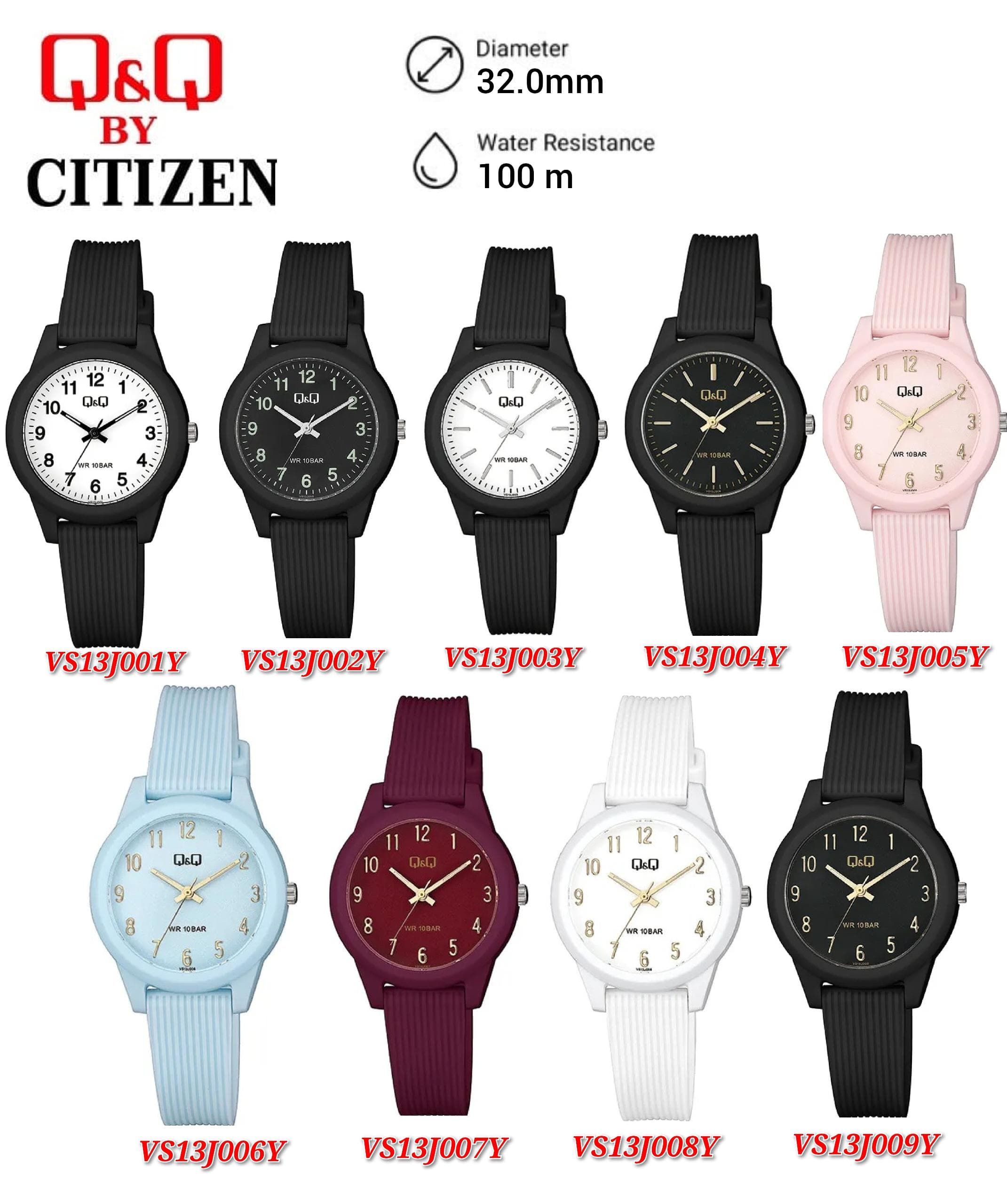 Q&Q Japan by Citizen Ladies Rubber Analogue Watch VS13 ..new | Shopee ...
