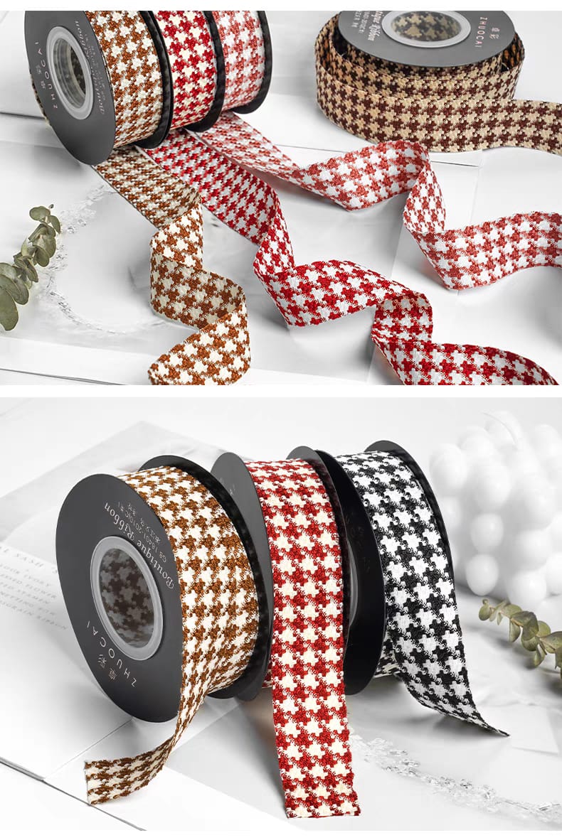 2.5CM Korean Fabric Plaid Ribbon Flower Bouquet Wrapper Ribbon | Shopee ...