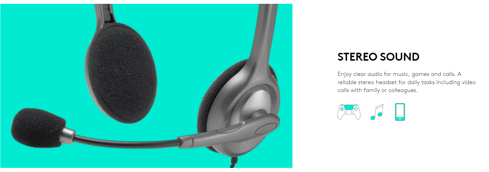 LOGITECH H110 STEREO HEADSET WITH 3.5MM DUAL PLUG , ROTATING MIC AND ...