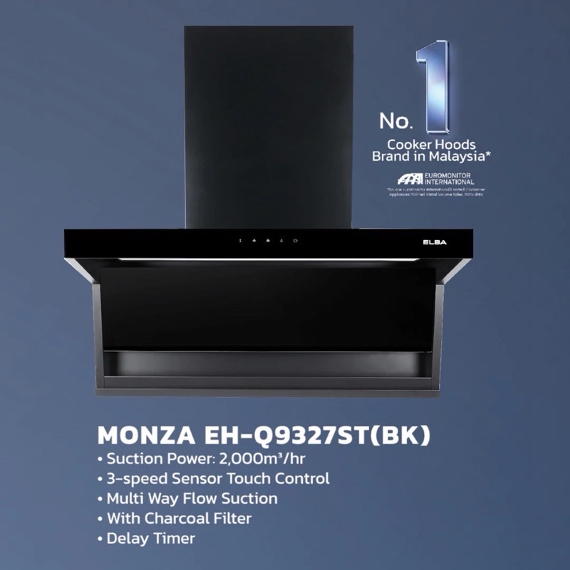 [Free Shipping] Elba Kitchen Hood MONZA EH-Q9327ST(BK) Cooking Cooker ...