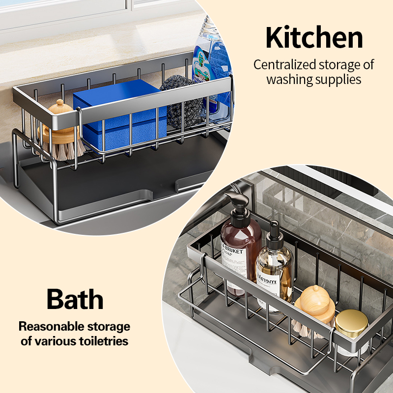 Kitchen Faucet Sink Drain Rack Sponge Holder Rack Kitchen Organizer ...