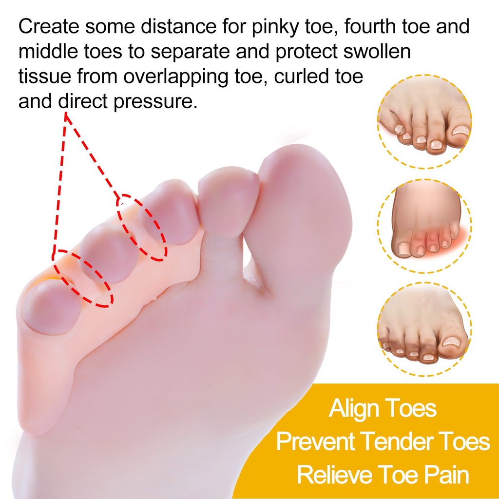 Silicone Three Hole Little Toe Separator Protector Foot Pain Correction ...